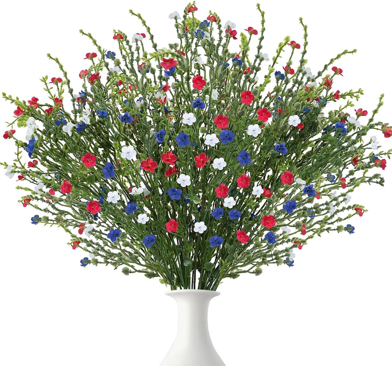 4th of July Artificial Red White Blue Flowers – 2 Bundles, 19.7 Inch Patriotic Silk Daisy Wildflowers for Independence Day, Memorial Day, Party & Indoor Home Table Décor